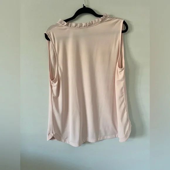 Ann Taylor Blush Ruffle V-Neck Blouse - Picture 2 of 3